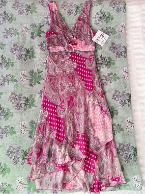 Vintage D.J Summers 🥀 Y2K Floral Multi Print Midi Dress 💗